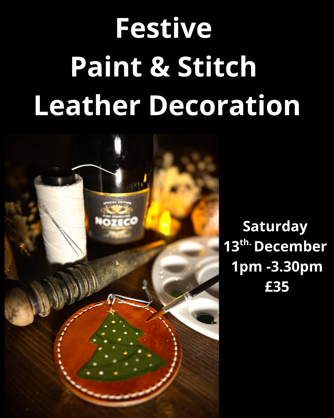 Festive Paint & Stitch a Leather Decoration